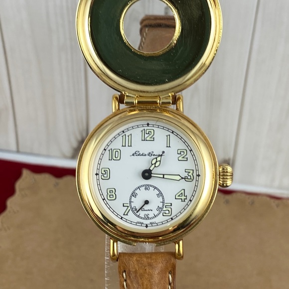 Vintage Eddie Bauer 18KGP Field Watch Flip Top Crystal Guard - Picture 2 of 11